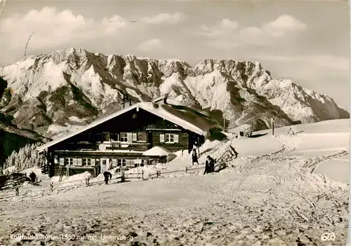 AK / Ansichtskarte  Berchtesgaden Rossfeldskihuette mit Untersberg Wintersportplatz Alpen