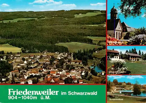 AK / Ansichtskarte 73932152 Friedenweiler Panorama Kurort im Schwarzwald Luftaufnahme Kapelle Haus des Gastes Schwimmbad