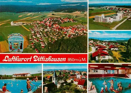 AK / Ansichtskarte 73932160 Dittishausen_Loeffingen Panorama Luftkurort im Schwarzwald Luftaufnahmen Freibad Hallenbad