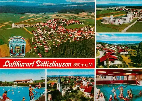 AK / Ansichtskarte  Dittishausen_Loeffingen Panorama Luftkurort im Schwarzwald Luftaufnahmen Freibad Hallenbad