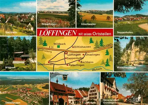 AK / Ansichtskarte 73932161 Loeffingen mit seinen Ortsteilen Wildpark Wutachschlucht Landkarte