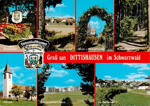 AK / Ansichtskarte  Dittishausen_Loeffingen Teilansichten Luftkurort im Schwarzwald Kirche Appartementhaus Feriendorf