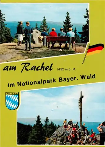 AK / Ansichtskarte 73932163 Rachel_1455m_Zwiesel_Niederbayern Panorama am Rachel Gipfelkreuz