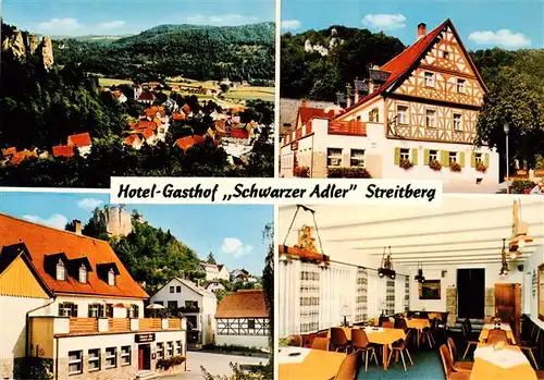 AK / Ansichtskarte  Streitberg_Oberfranken Panorama Hotel Gasthof Schwarzer Adler Gastraum