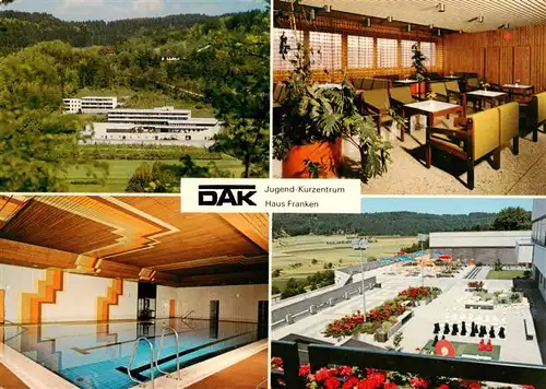 AK / Ansichtskarte  Unterleinleiter_Forchheim_Bayern Jugend Kurzentrum Haus Franken Gastraum Hallenbad Gartenschach