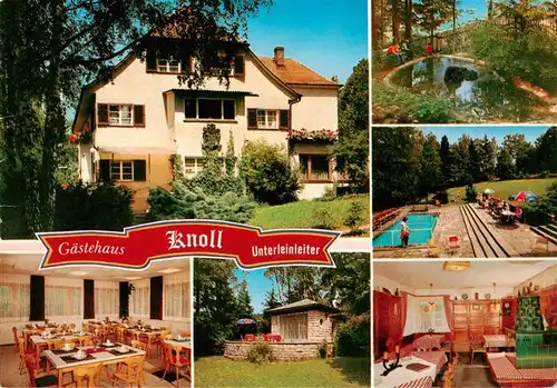 AK / Ansichtskarte 73932218 Unterleinleiter_Forchheim_Bayern Gaestehaus Knoll Gastraeume Terrasse Freiba Teich