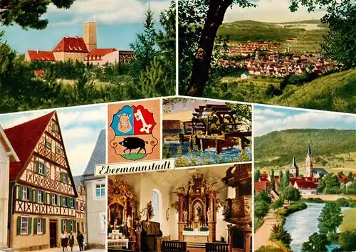 AK / Ansichtskarte 73932252 Ebermannstadt Schloss Panorama Muehle Fachwerkhaus Kirche Inneres