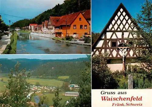 AK / Ansichtskarte 73932257 Waischenfeld Ortspartie Panorama Fachwerkhaus Christuskreuz