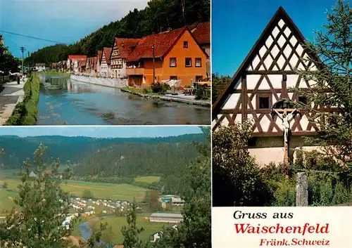 AK / Ansichtskarte  Waischenfeld Ortspartie Panorama Fachwerkhaus Christuskreuz