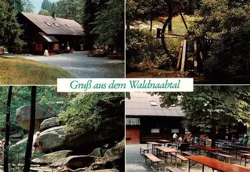 AK / Ansichtskarte 73932266 Waldnaabtal_Falkenberg_Bayern Gasthaus Felsen Wasserrad Freiterrasse