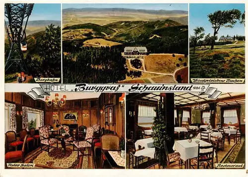 AK / Ansichtskarte 73932275 Schauinsland_Oberried_BW Bergbahn Fliegeraufnahme Windgetriebene Hotel Burggraf Buchen Roter Salon Restaurant