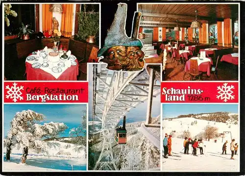 AK / Ansichtskarte 73932305 Schauinsland_Oberried_BW Cafe Restaurant Bergstation Gastraeume Schauinlandbahn Winterpanorama Skipiste
