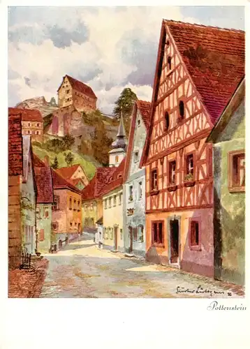 AK / Ansichtskarte  Pottenstein_Oberfranken Dorfstrasse Aquarell