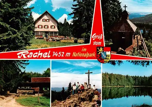 AK / Ansichtskarte  Rachel_1455m_Zwiesel_Niederbayern Gasthaus im Nationalpark Kapelle Gipfelkreuz Seepartie