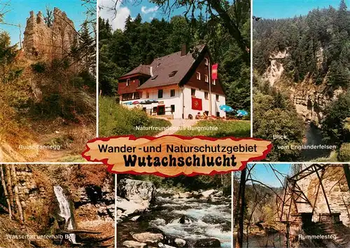 AK / Ansichtskarte 73932486 Bachheim Ruine Tannegg Naturfreundehaus Burgmuehle Blick vom Englaenderfelsen Wasserfall  Ruemmelesteg