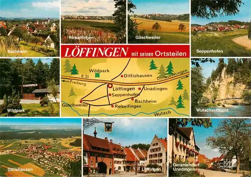AK / Ansichtskarte 73932490 Loeffingen mit Ortsteilen Bachheim Reiselfingen Goeschweiler Seppenhofen Dittishausen Unadingen Wildpark Wutachschlucht