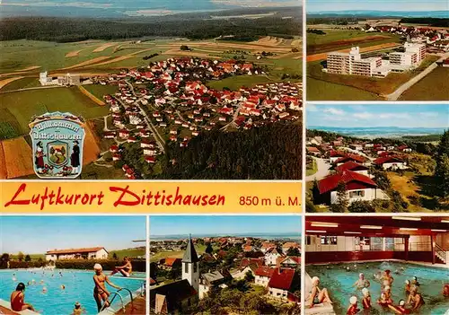 AK / Ansichtskarte  Dittishausen_Loeffingen Fliegeraufnahme Feriendorf Appartementhaus Freibad Ortsansicht Hallenbad