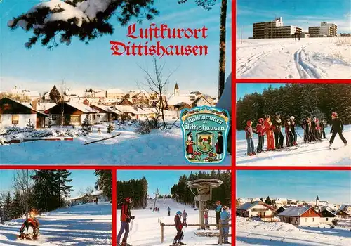 AK / Ansichtskarte 73932531 Dittishausen_Loeffingen Panorama Appartementhaus Skischule Rodeln Skilift