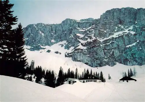 AK / Ansichtskarte 73932573 Tutzingerhuette_1327m_Benediktinerwand Berghuette Alpen Winterpanorama