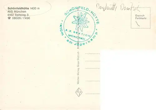 AK / Ansichtskarte  Spitzing_Schliersee Schoenfeldhuette Berghuette Alpen