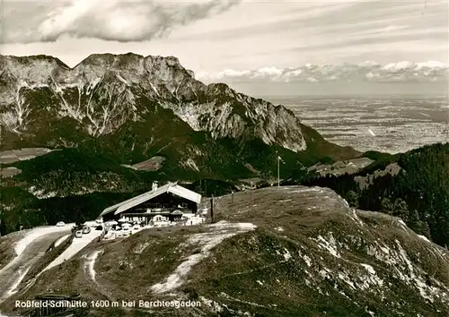 AK / Ansichtskarte  Berchtesgaden Rossfeld-Schihuette Berghuette Berchtesgadener Alpen Blick auf Untersberg und Salzburg