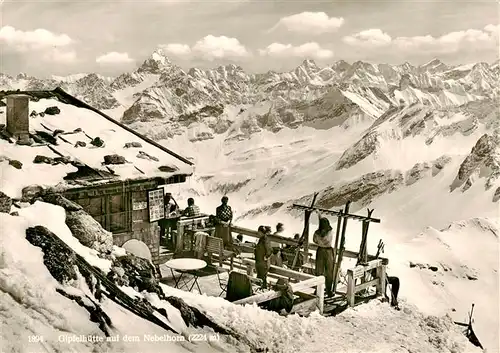 AK / Ansichtskarte  Oberstdorf Gipfelhuette auf dem Nebelhorn Fernsicht Alpenpanorama