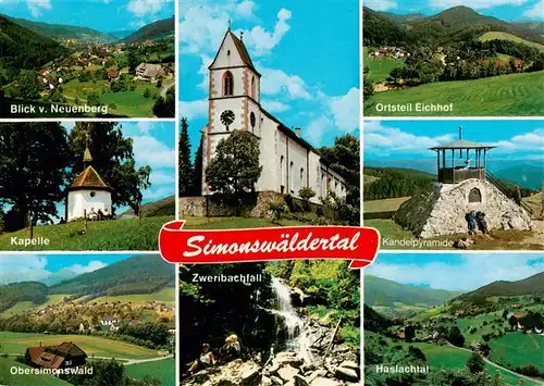 AK / Ansichtskarte 73932585 Simonswald_Simonswaeldertal und Umgebung Kirche Kapelle Kandelpyramide Panorama Haslachtal Schwarzwald