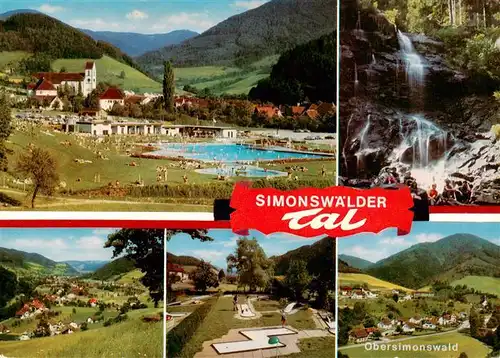 AK / Ansichtskarte  Simonswaeldertal_Simonswald Panorama Freibad Wasserfall Minigolf