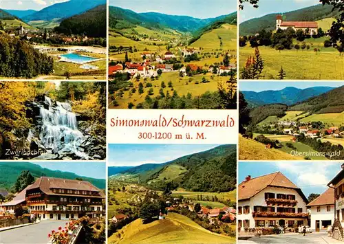 AK / Ansichtskarte 73932604 Simonswald_Simonswaeldertal Panorama Freibad Wasserfall Hotel