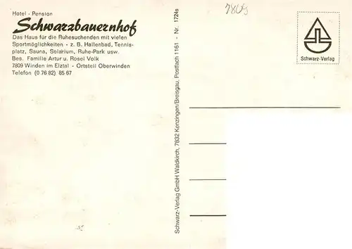 AK / Ansichtskarte  Winden_Elztal Hotel Pension Schwarzbauernhof