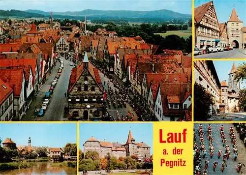 AK / Ansichtskarte  Lauf_Pegnitz Fliegeraufnahme Schloss Stadttor Teilansichten