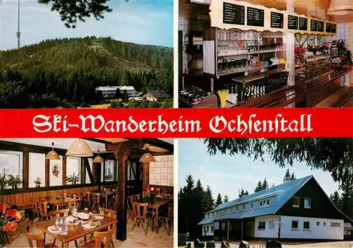 AK / Ansichtskarte 73932713 Hornisgrinde_Sasbach Skiheim Ochsenstall mit Fernsehturm Gastraum Kueche