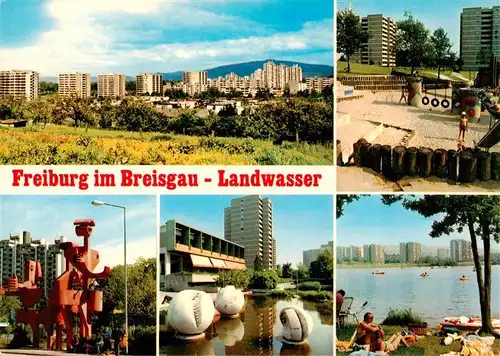 AK / Ansichtskarte  Landwasser_Freiburg_Breisgau Hochhaeuser Kinderspielplatz Roter Otto Badesee