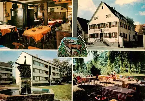 AK / Ansichtskarte 73932769 Lehen_Freiburg Speisegasthaus zum Hirschen Gastraum Freiterrasse Brunnen