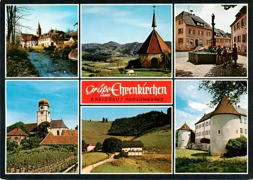 AK / Ansichtskarte 73932887 Ehrenkirchen Flusspartie Kapelle Brunnen Kirche Panorama Schloss