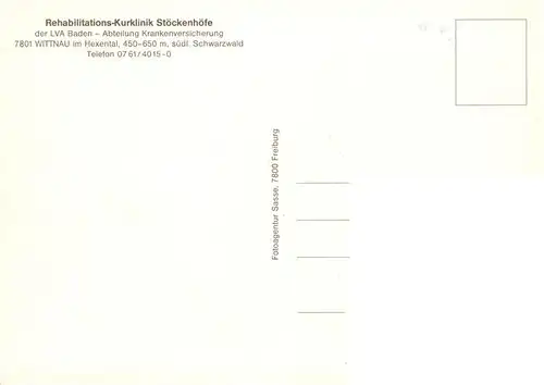 AK / Ansichtskarte 73932910 Wittnau_Breisgau_Schwarzwald Reha Kurklinik Stoeckenhoefe