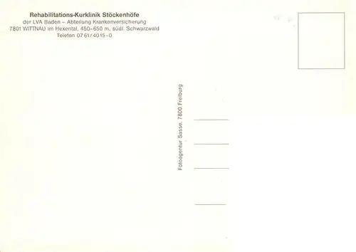 AK / Ansichtskarte  Wittnau_Breisgau_Schwarzwald Reha Kurklinik Stoeckenhoefe