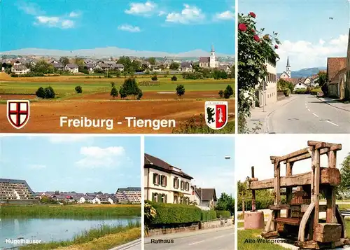 AK / Ansichtskarte  Tiengen_Freiburg_Breisgau Panorama Hauptstrasse Huegelhaeuser Rathaus Alte Weinpresse