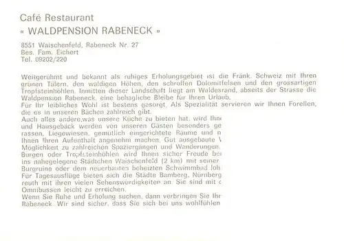 AK / Ansichtskarte 73933002 Waischenfeld Waldpension Rabeneck Gastraeume Terrasse