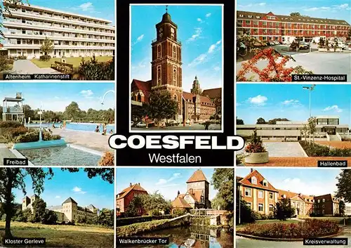 AK / Ansichtskarte 73933036 Coesfeld Altersheim Freibad Kloster Gerleve Walkenbruecker Tor St Vinzenz Hospital Hallenbad Kreisverwaltung