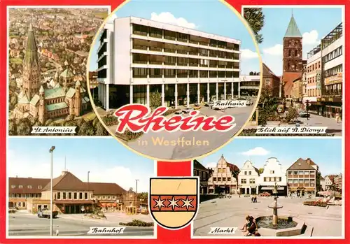 AK / Ansichtskarte  Rheine St Antonius Rathaus St Dionys Bahnhof Markt