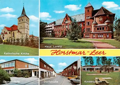 AK / Ansichtskarte 73933073 Leer_Westfalen Kirche Haus Loreto Grundschule Dorfstrasse Kindergarten