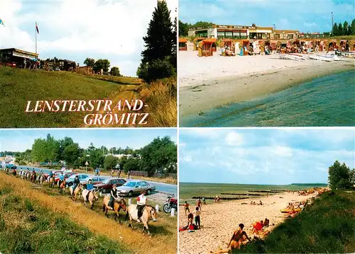 AK / Ansichtskarte 73933207 Groemitz_Ostseebad Lensterstrand Reitgruppe Korbstrand Strandpartie