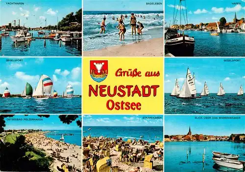 AK / Ansichtskarte 73933231 Neustadt_Holstein Yachthafen Badespass Hafen Segeln Pelzerhaken Strandpartie Binnenwasser