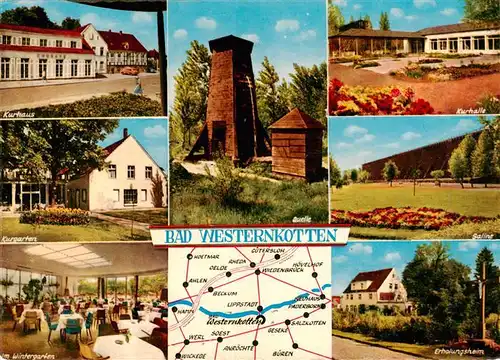 AK / Ansichtskarte  Bad_Westernkotten Kurhaus Kurgarten Wintergarten Quelle Kurhalle Saline Erholungsheim