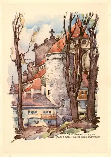 AK / Ansichtskarte  Paderborn An der Alten Stadtmauer Illustration