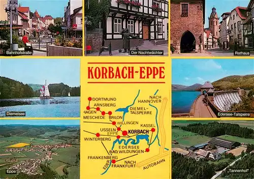 AK / Ansichtskarte 73933305 Eppe Bahnhofstrasse Der Nachtwaechter Rathaus Diemelsee Fliegeraufnahmen Edersee Talsperre Tannenhof