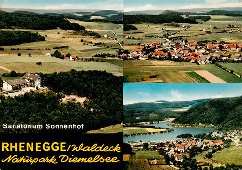 AK / Ansichtskarte  Rhenegge_Diemelsee Sanatorium Sonnenhof Fliegeraufnahme Diemelseepartie