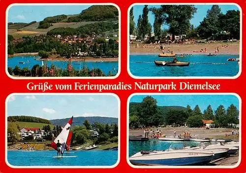 AK / Ansichtskarte  Diemelsee Teilansichten Strand Surfen Bootsliegeplatz