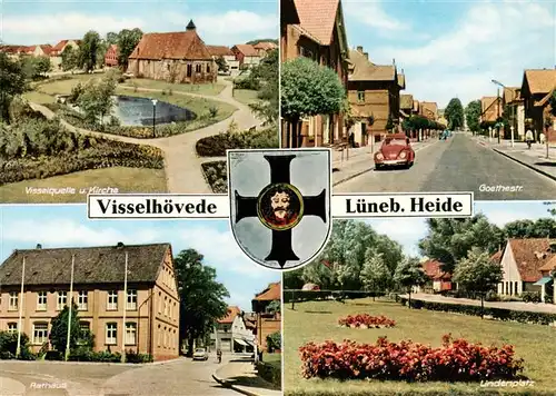 AK / Ansichtskarte 73933416 Visselhoevede Visselquelle Kirche Goethestrasse Rathaus Lindenplatz Wappen